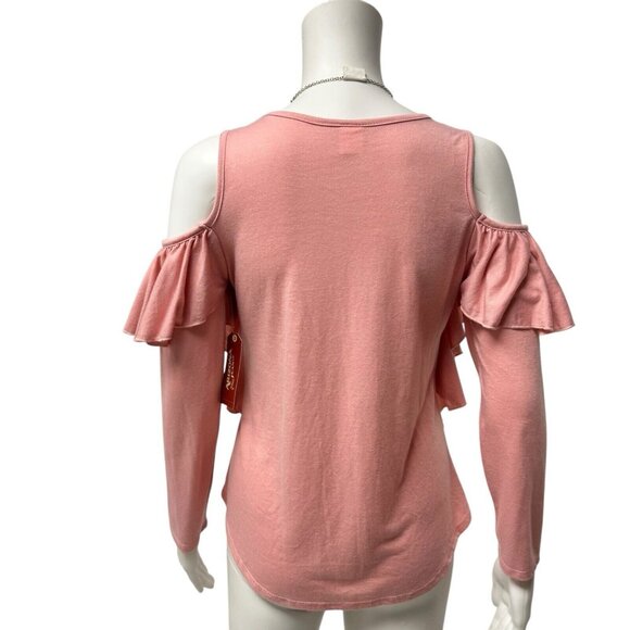 Arizona Junior open shoulder top long sleeve pink with necklace size XL (16) - Picture 4 of 11